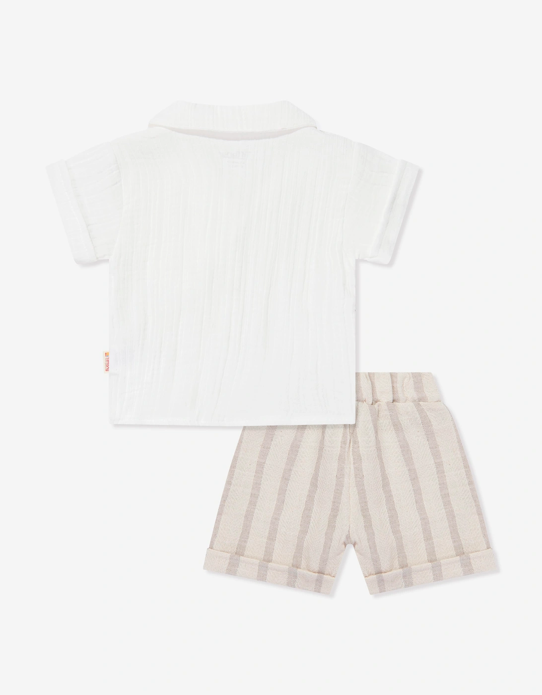 Tiffany Baby Boys Muslin Linen Shirt and Shorts Set in Ivory