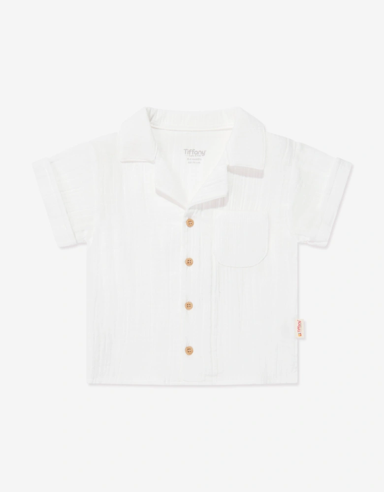 Tiffany Baby Boys Muslin Linen Shirt and Shorts Set in Ivory
