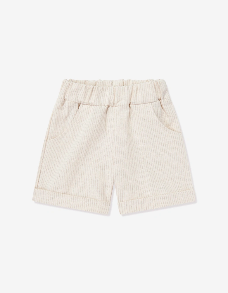 Tiffany Baby Boys Keten Pinstripes Short Set in Beige