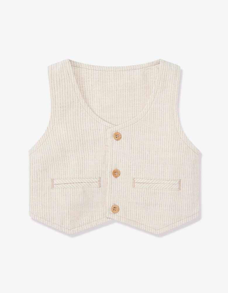 Tiffany Baby Boys Keten Pinstripes Short Set in Beige