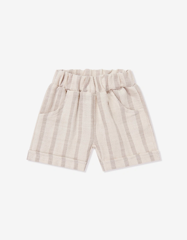 Tiffany Baby Boys Muslin Linen Shirt and Shorts Set in Ivory