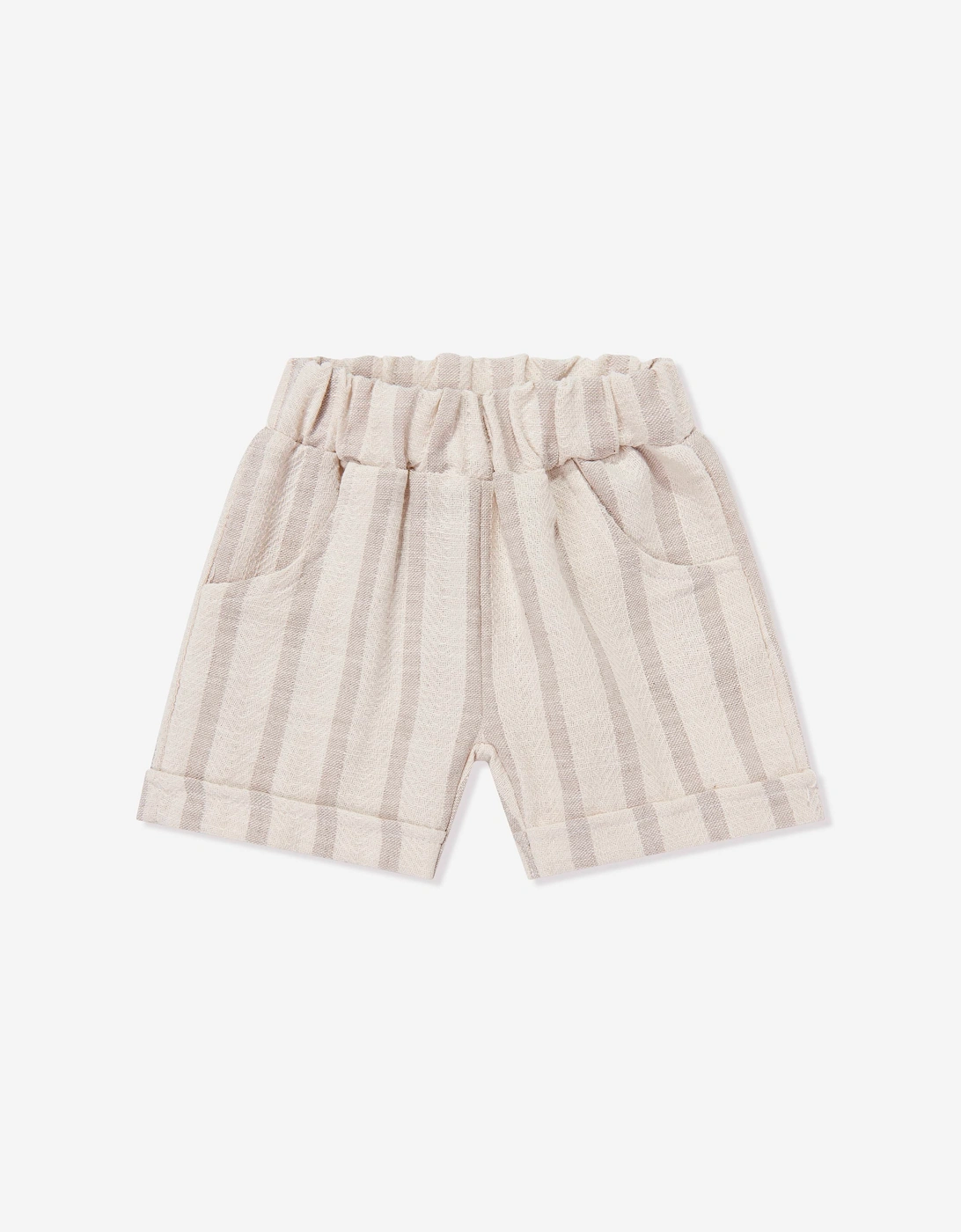 Tiffany Baby Boys Muslin Linen Shirt and Shorts Set in Ivory