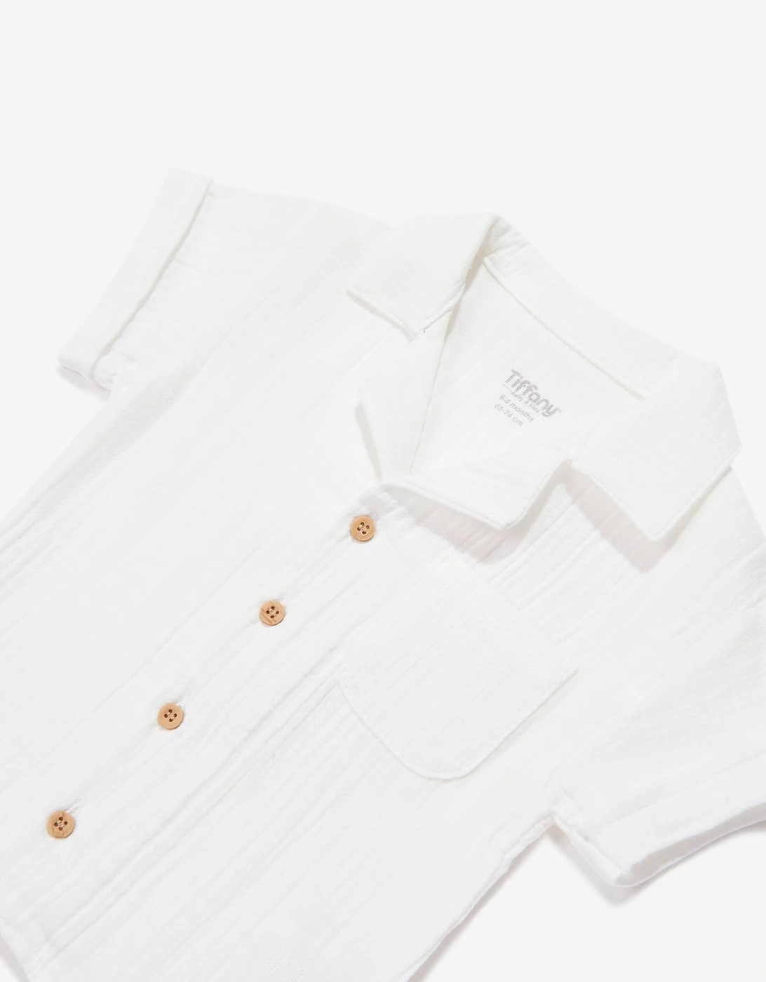 Tiffany Baby Boys Muslin Linen Shirt and Shorts Set in Ivory