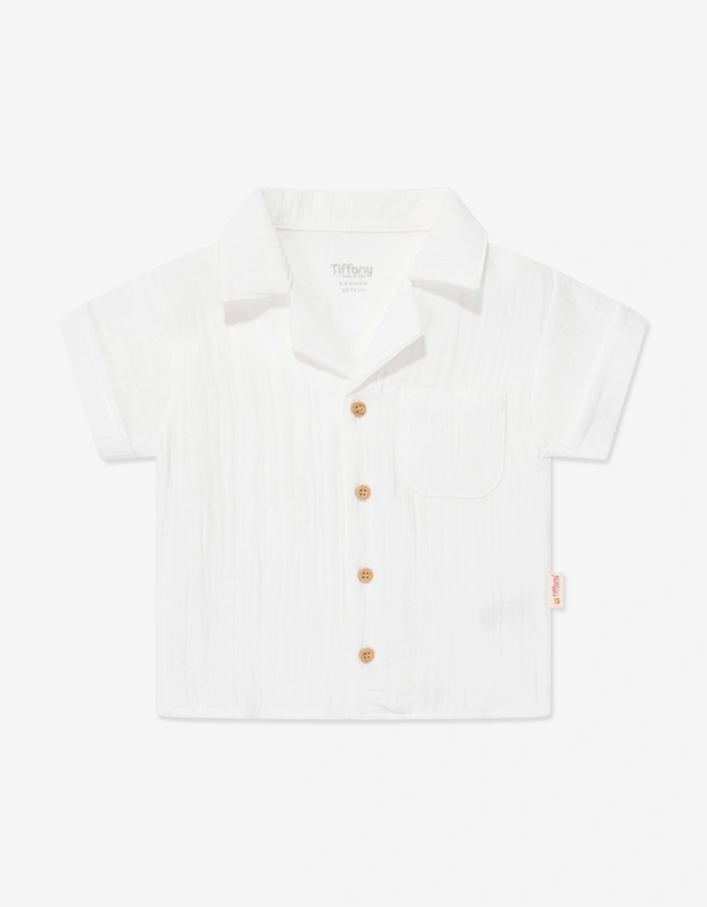 Tiffany Baby Boys Muslin Crepe Shirt and Shorts Set in White