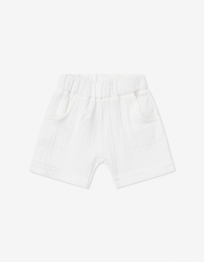 Tiffany Baby Boys Muslin Crepe Shirt and Shorts Set in White