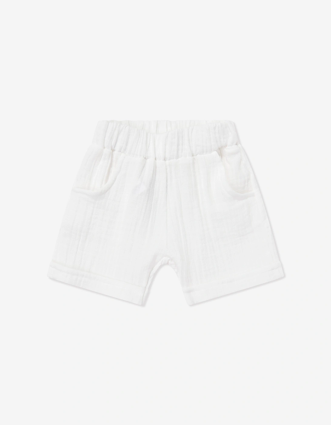Tiffany Baby Boys Muslin Crepe Shirt and Shorts Set in White