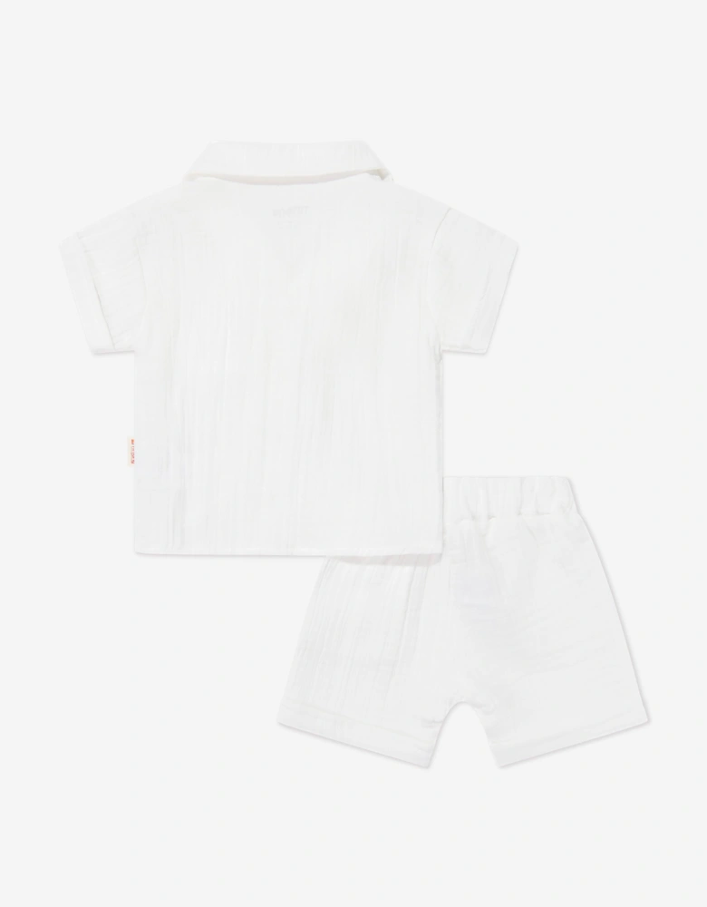 Tiffany Baby Boys Muslin Crepe Shirt and Shorts Set in White