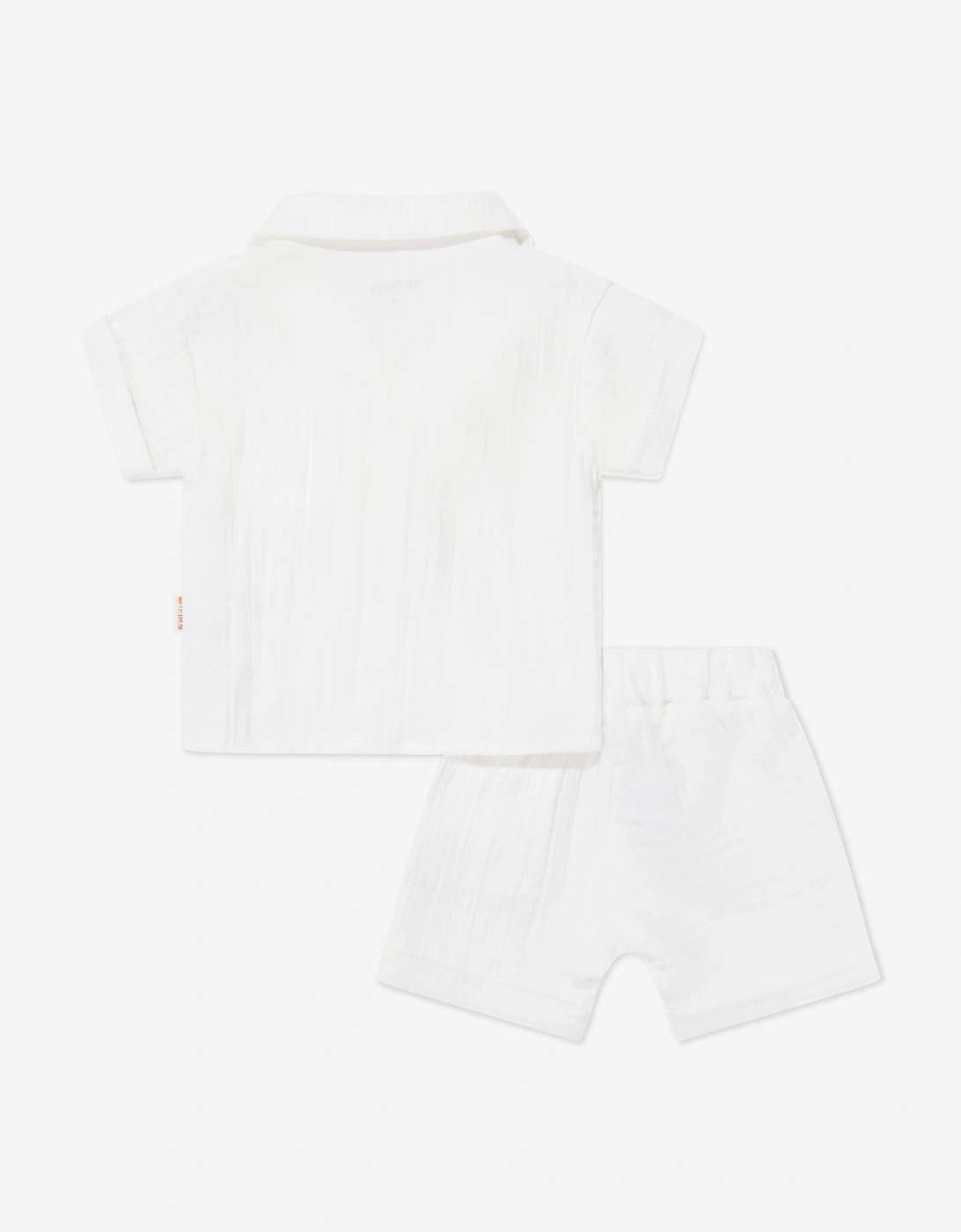 Tiffany Baby Boys Muslin Crepe Shirt and Shorts Set in White
