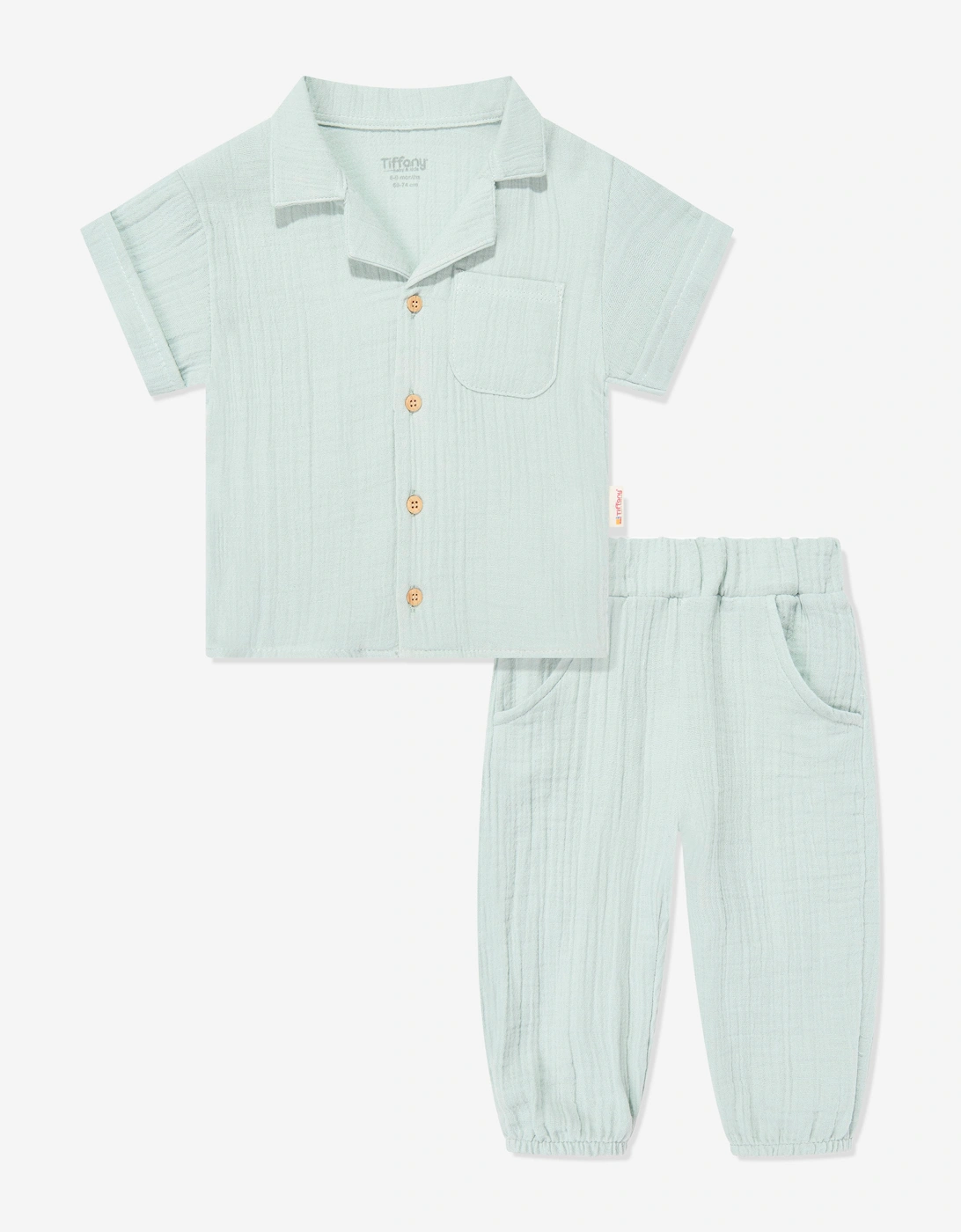 Tiffany Baby Boys Muslin Shirt and Pants Set in Green