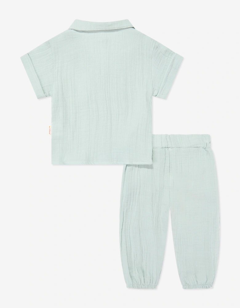 Tiffany Baby Boys Muslin Shirt and Pants Set in Green