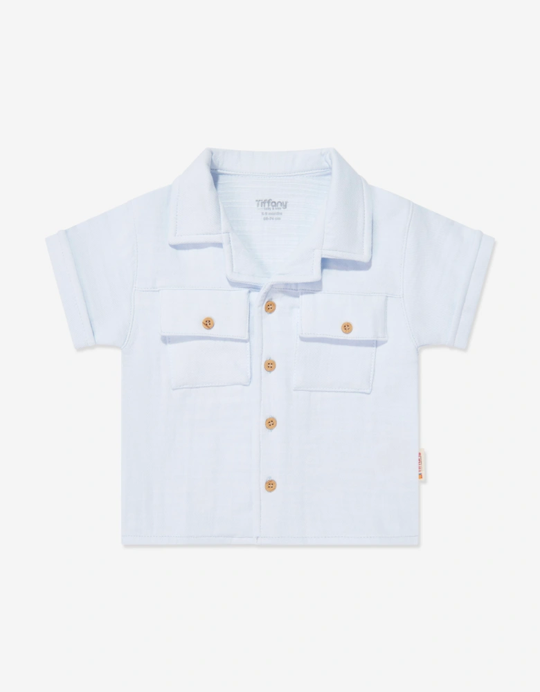 Tiffany Baby Boys Linen Breeze Shirt and Shorts Set in Blue