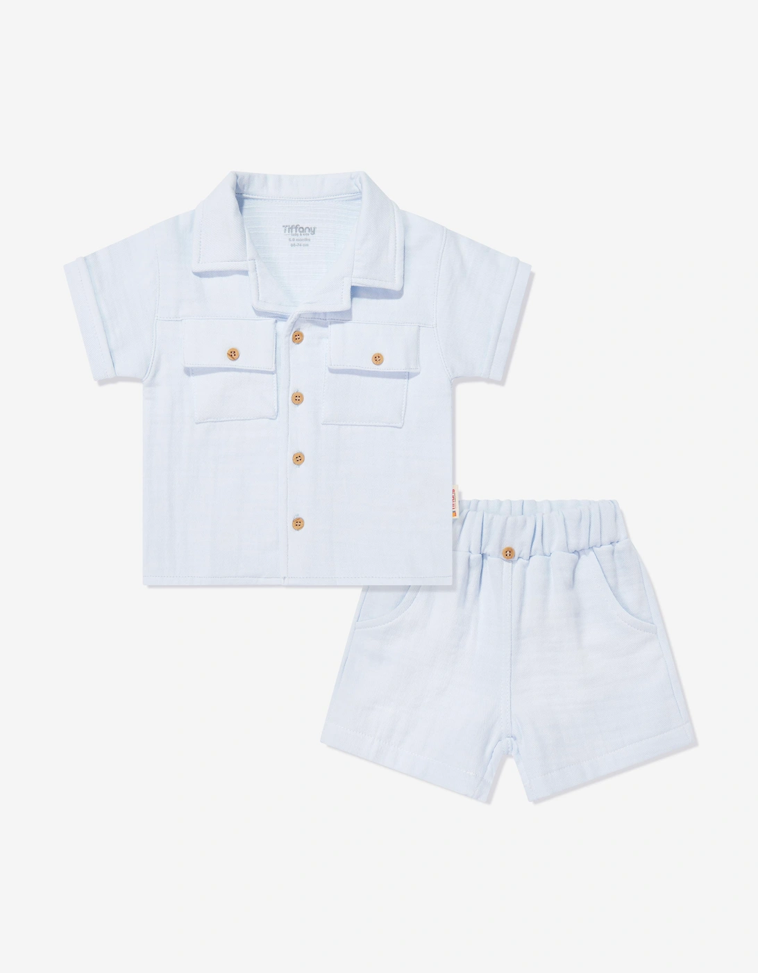 Tiffany Baby Boys Linen Breeze Shirt and Shorts Set in Blue, 6 of 5