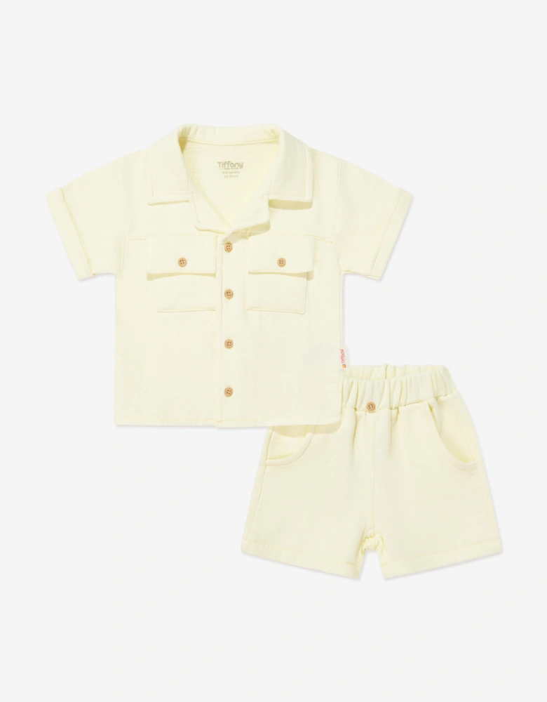 Tiffany Baby Boys Linen Breeze Shirt and Shorts Set in Yellow