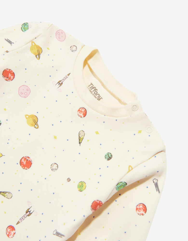 Tiffany Baby Boys Organic Space Theme Pants Set in Ivory