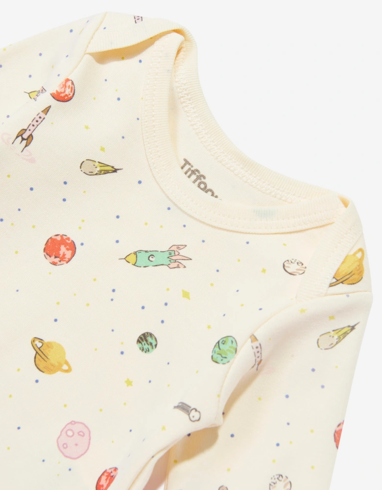 Tiffany Baby Boys Organic Space Theme Bodysuit in Ivory