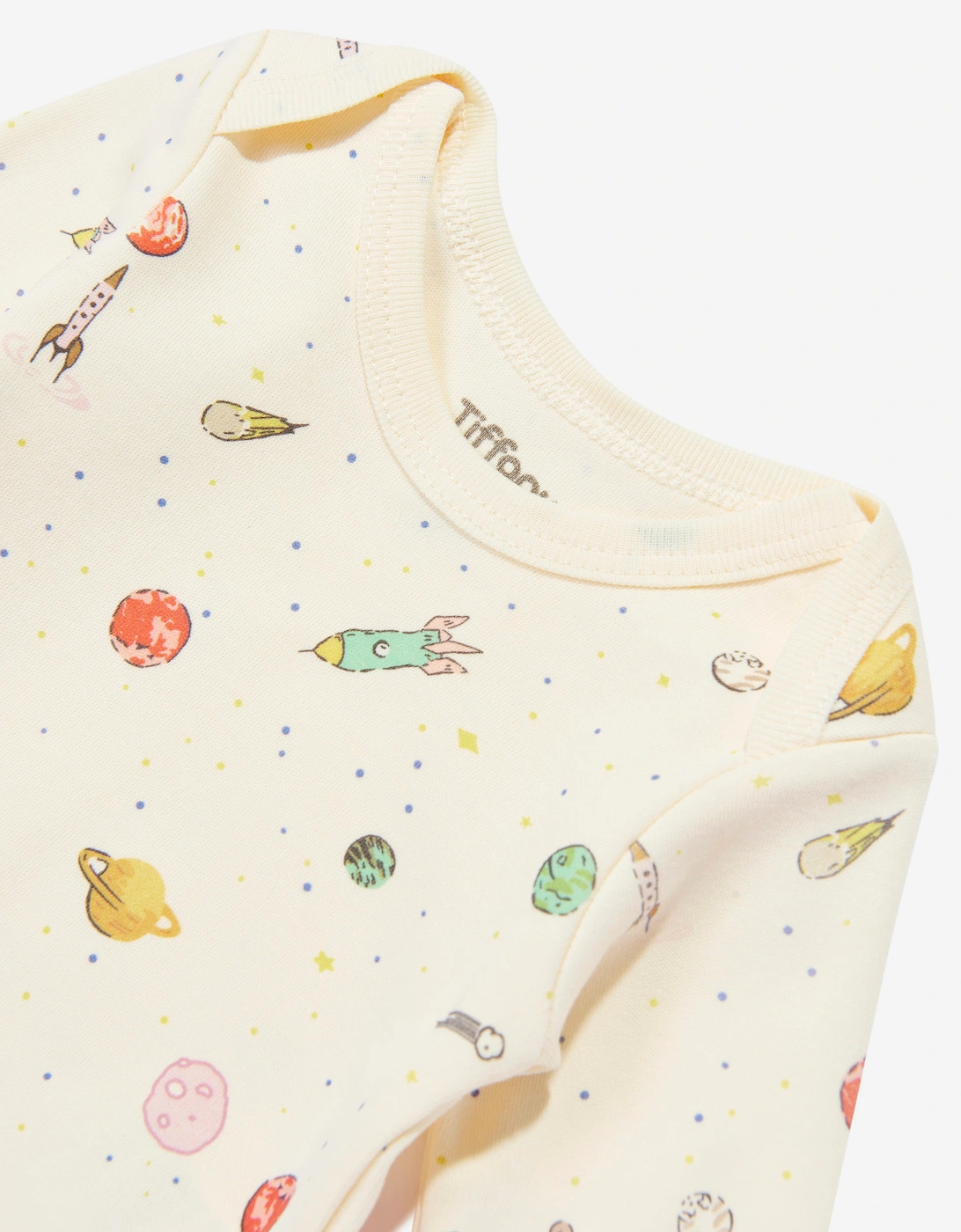 Tiffany Baby Boys Organic Space Theme Bodysuit in Ivory