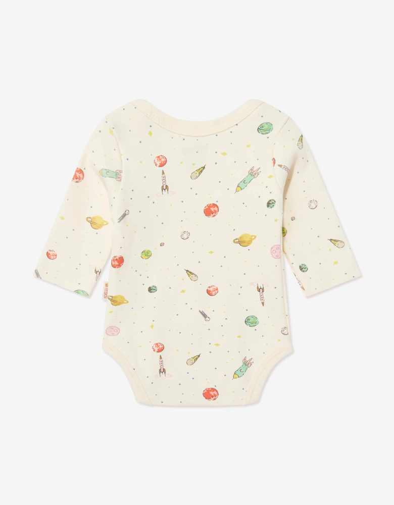Tiffany Baby Boys Organic Space Theme Bodysuit in Ivory