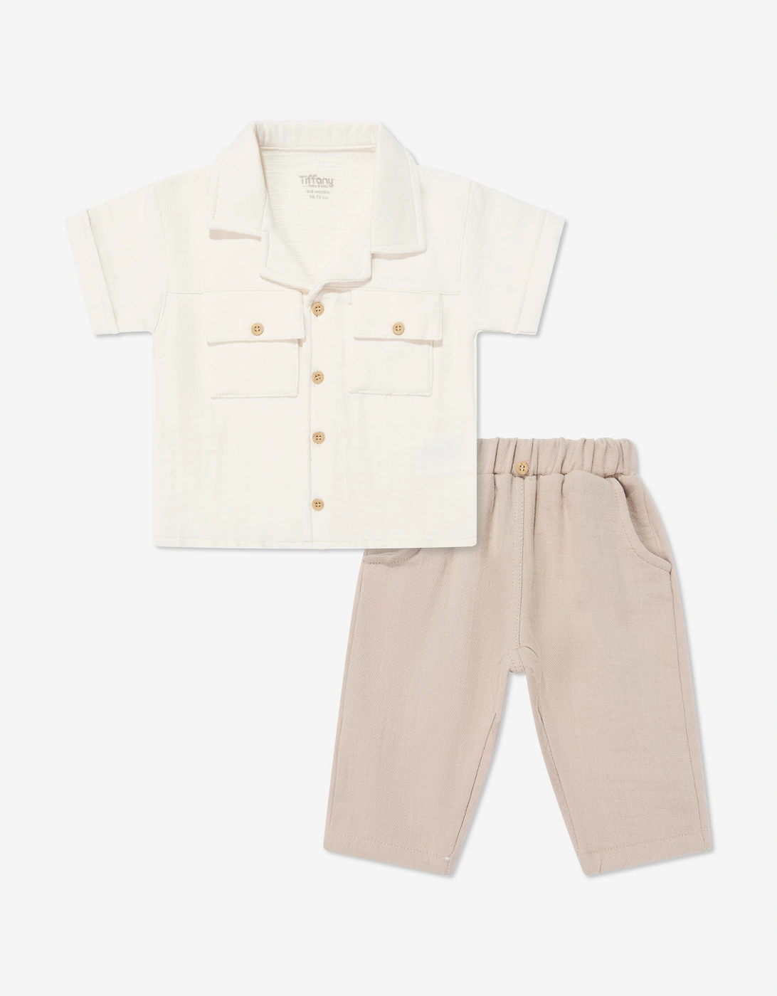 Tiffany Baby Boys Linen Breeze Shirt and Pants Set in Beige, 6 of 5