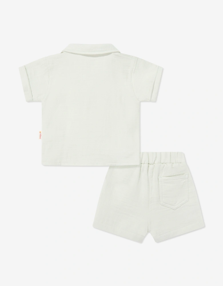Tiffany Baby Boys Linen Breeze Shirt and Shorts Set in Ivory