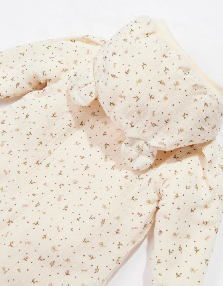 Tiffany Baby Girls Wool Flower Pramsuit in Ivory