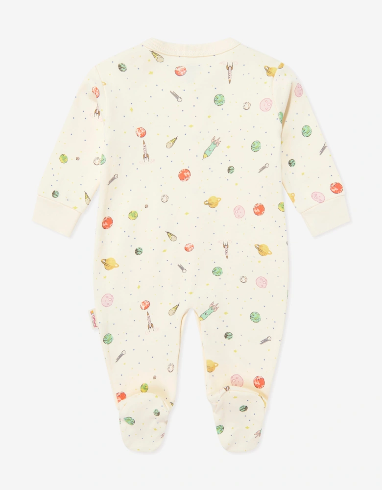 Tiffany Baby Boys Organic Space Theme Babygrow in Ivory