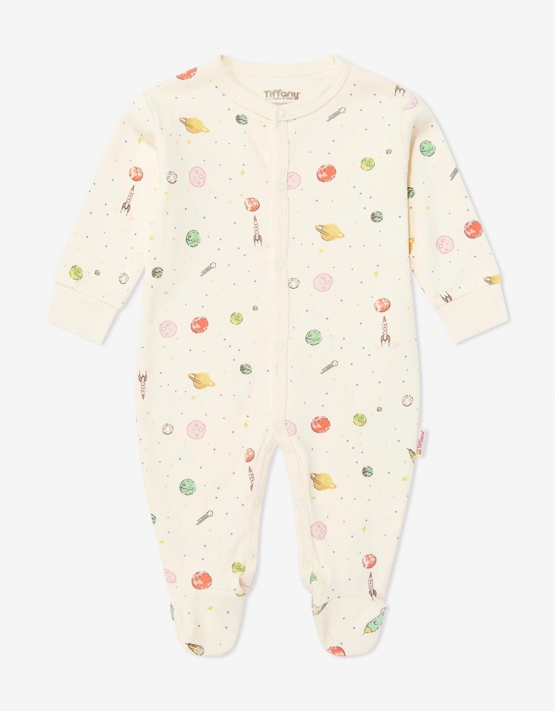 Tiffany Baby Boys Organic Space Theme Babygrow in Ivory, 5 of 4