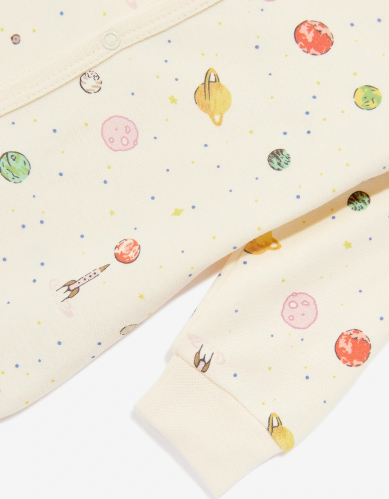 Tiffany Baby Boys Organic Space Theme Babygrow in Ivory