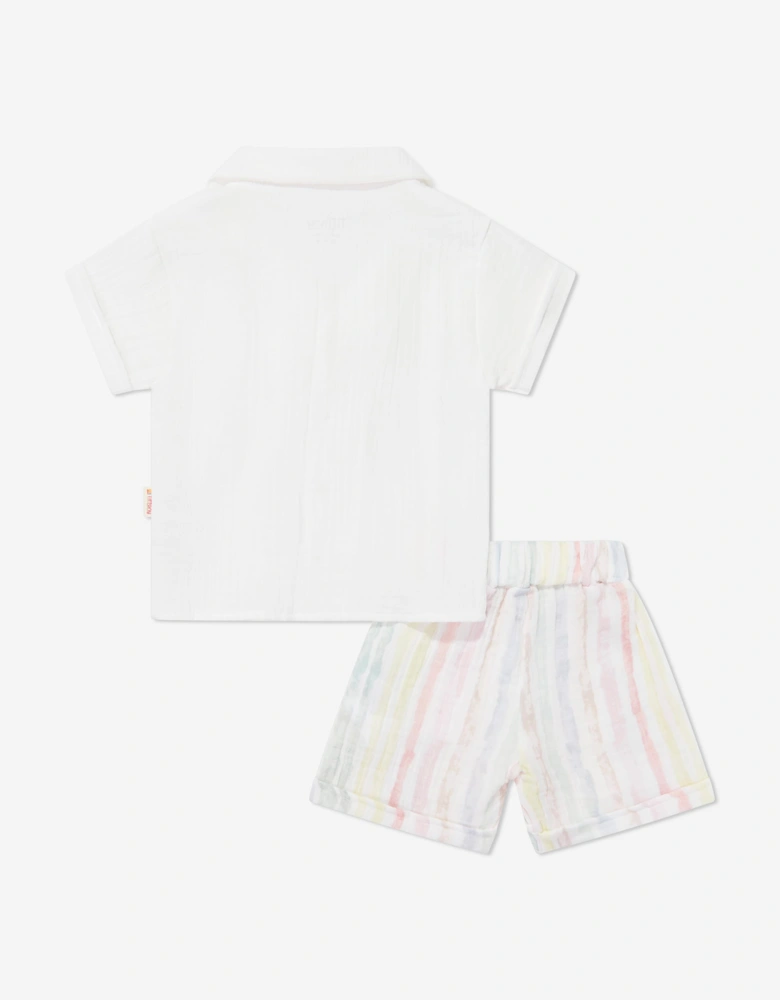 Tiffany Baby Boys Muslin Linen Shirt and Shorts Set in Ivory
