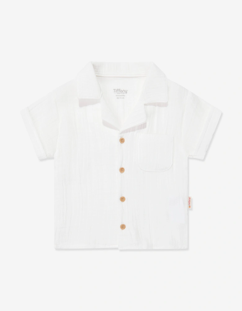 Tiffany Baby Boys Muslin Linen Shirt and Shorts Set in Ivory