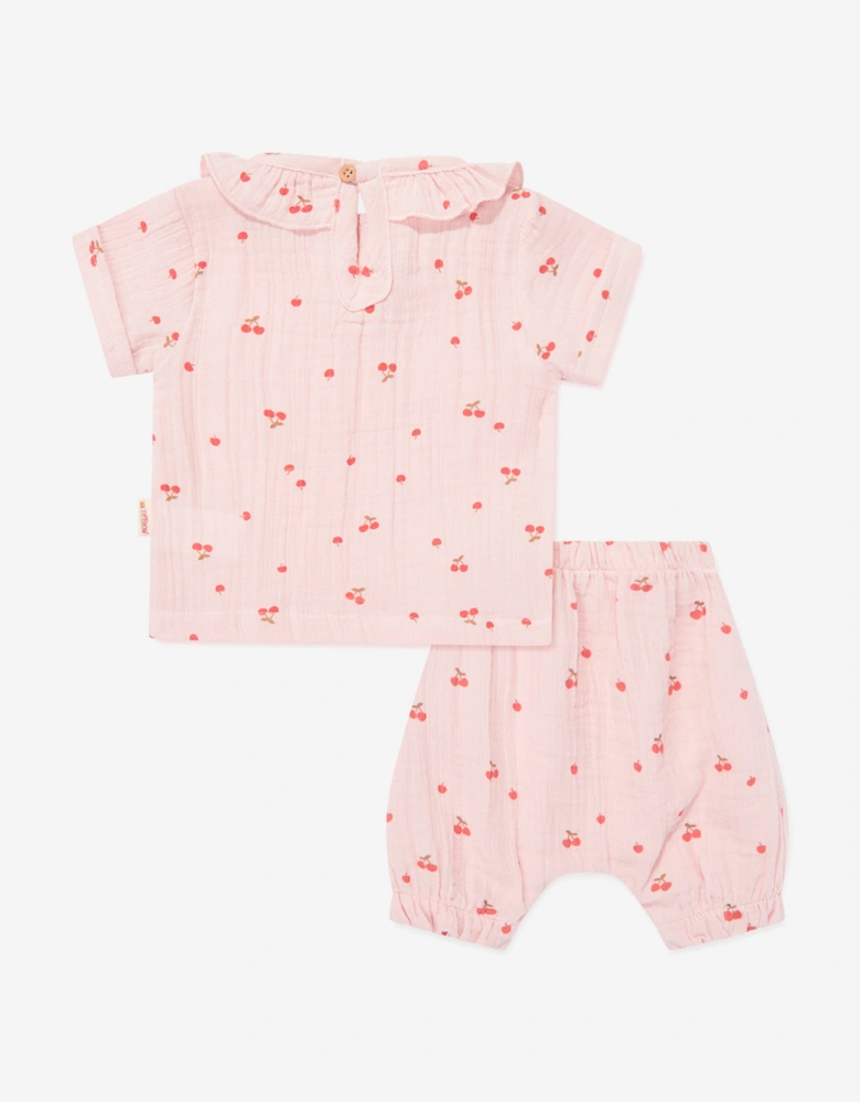 Tiffany Baby Girls Muslin Cherry Vibe Short Set in Pink