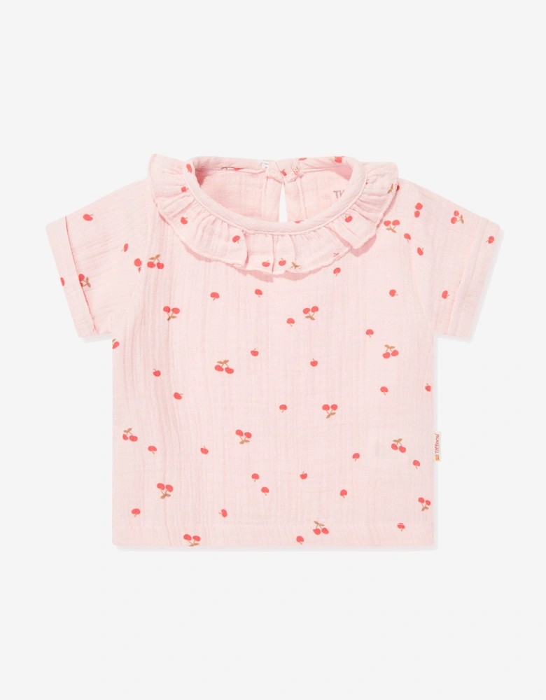 Tiffany Baby Girls Muslin Cherry Vibe Short Set in Pink