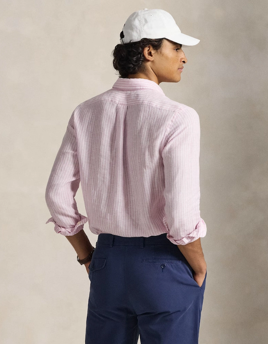 Polo Ralph Lauren LS Linen Stripe Shirt 500 Pink/White
