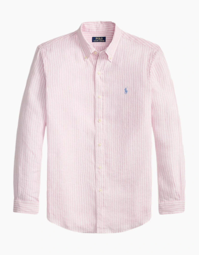 Polo Ralph Lauren LS Linen Stripe Shirt 500 Pink/White