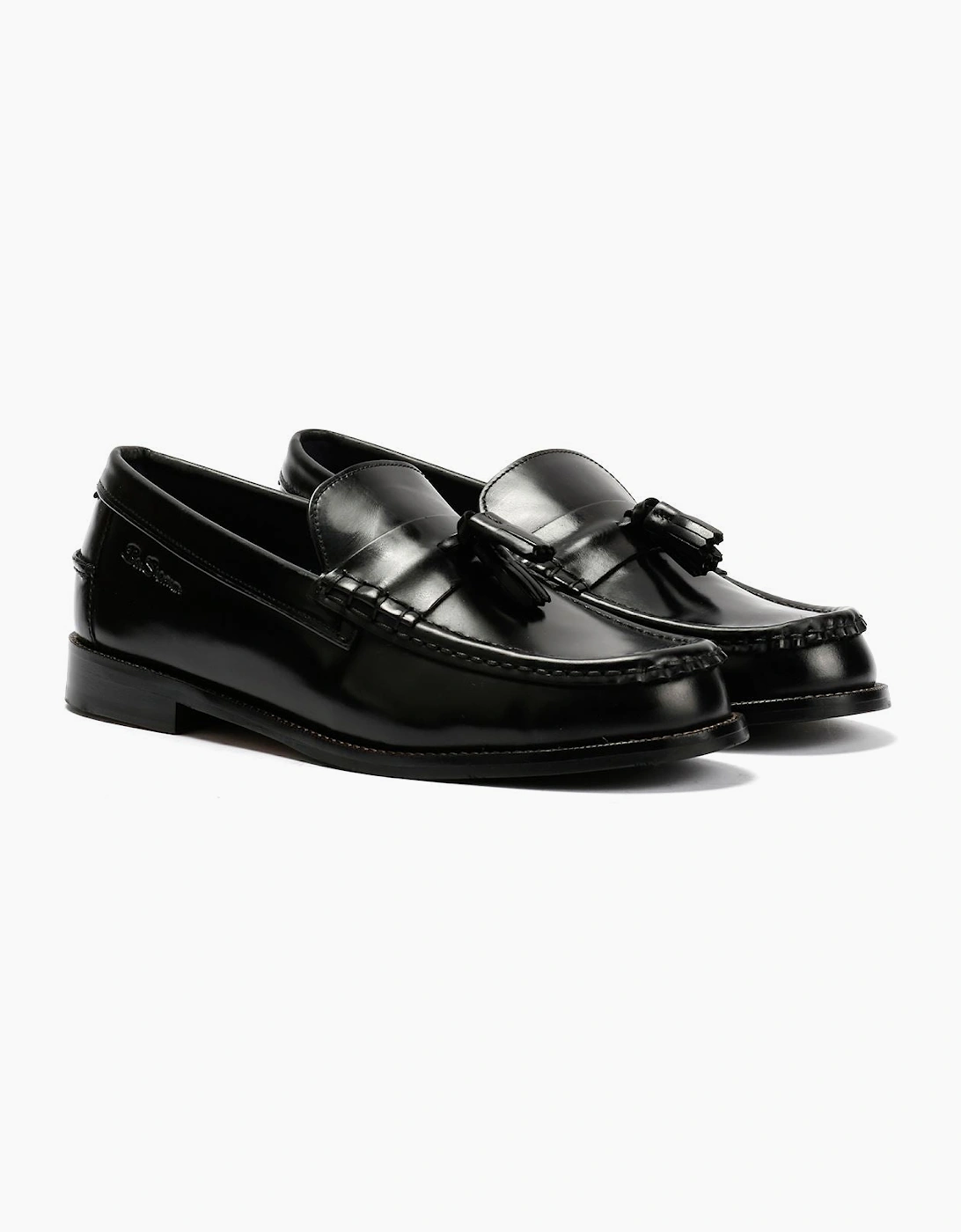 Ben Sherman Sid Brush Off Leather Men's Black Tassel Loafers, 9 of 8