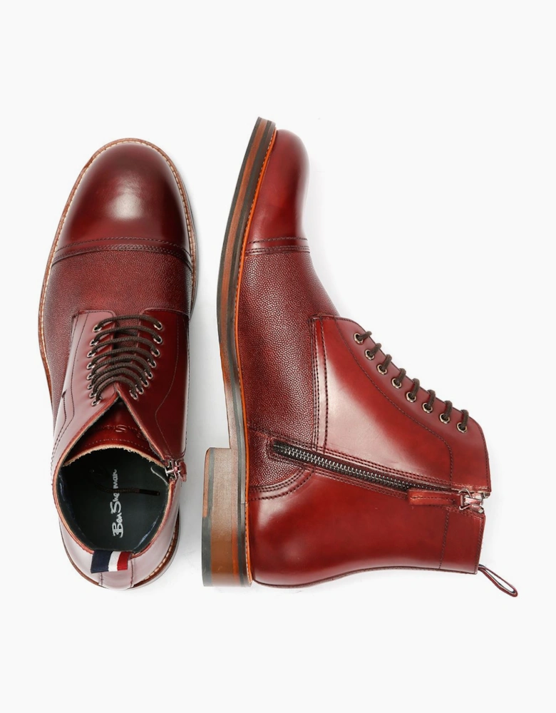 Ben Sherman Harrington Brush Off Leather Men's Burgundy Boots