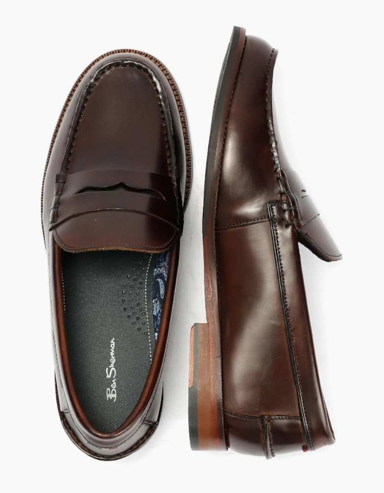 Ben Sherman Sid Brush Off Leather Men's Brown Penny Loafers