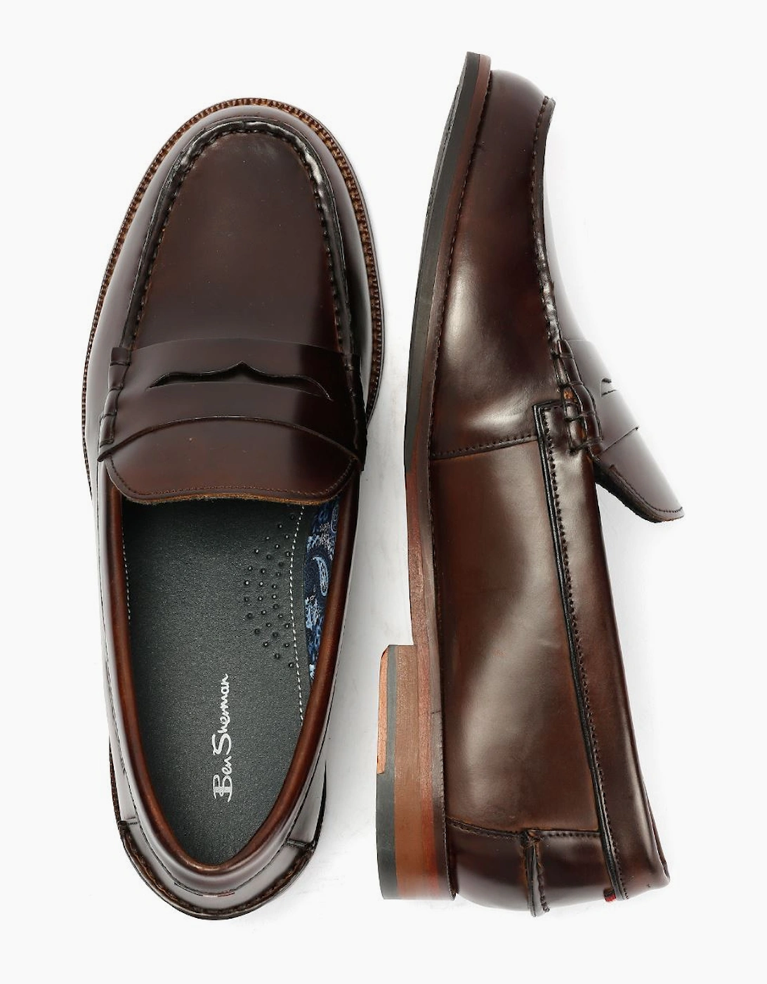 Ben Sherman Sid Brush Off Leather Men's Brown Penny Loafers