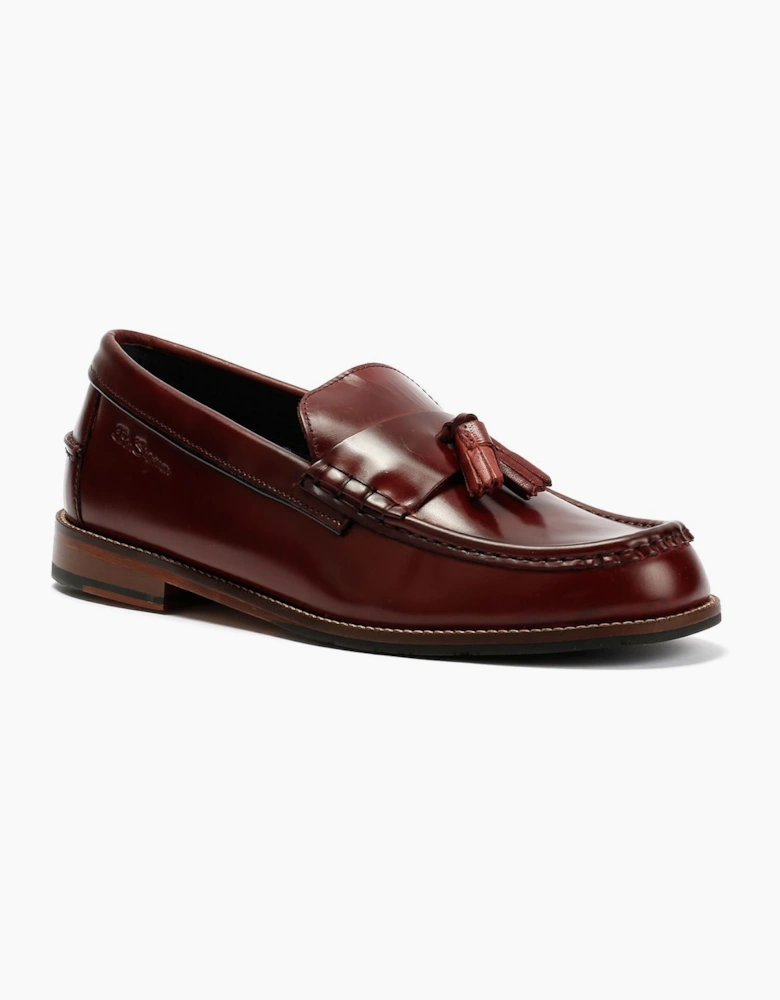 Ben Sherman Sid Brush Off Leather Men's Burgundy Tassel Loafers