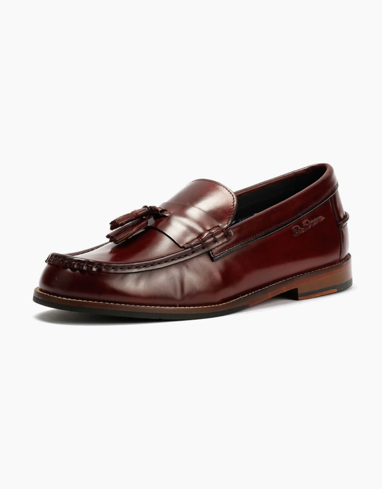 Ben Sherman Sid Brush Off Leather Men's Burgundy Tassel Loafers
