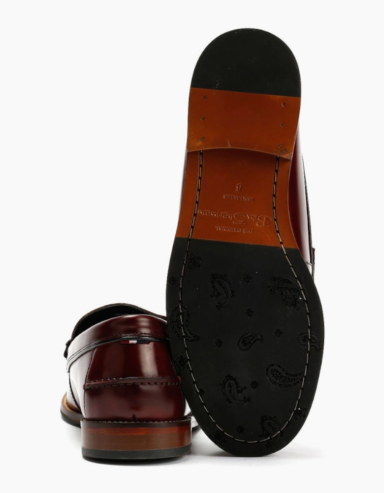 Ben Sherman Sid Brush Off Leather Men's Burgundy Tassel Loafers