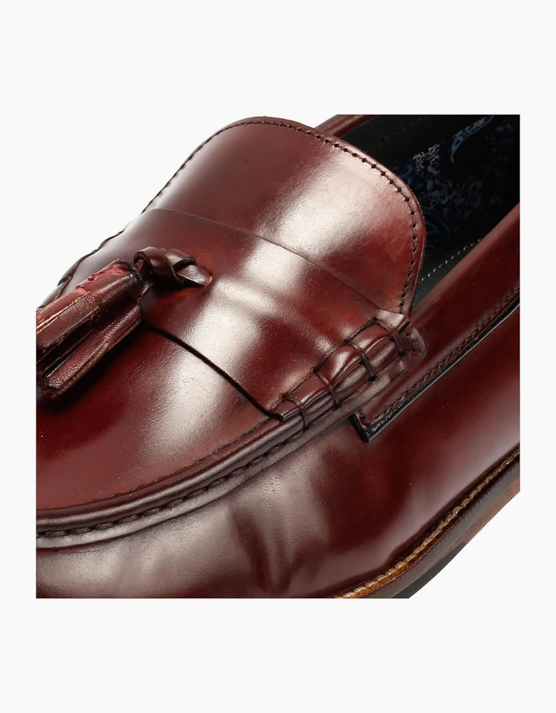Ben Sherman Sid Brush Off Leather Men's Burgundy Tassel Loafers