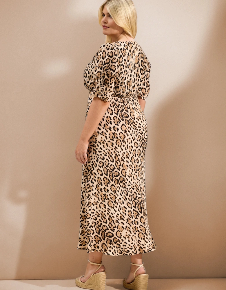Leopard Print Lace Trim Midaxi Dress