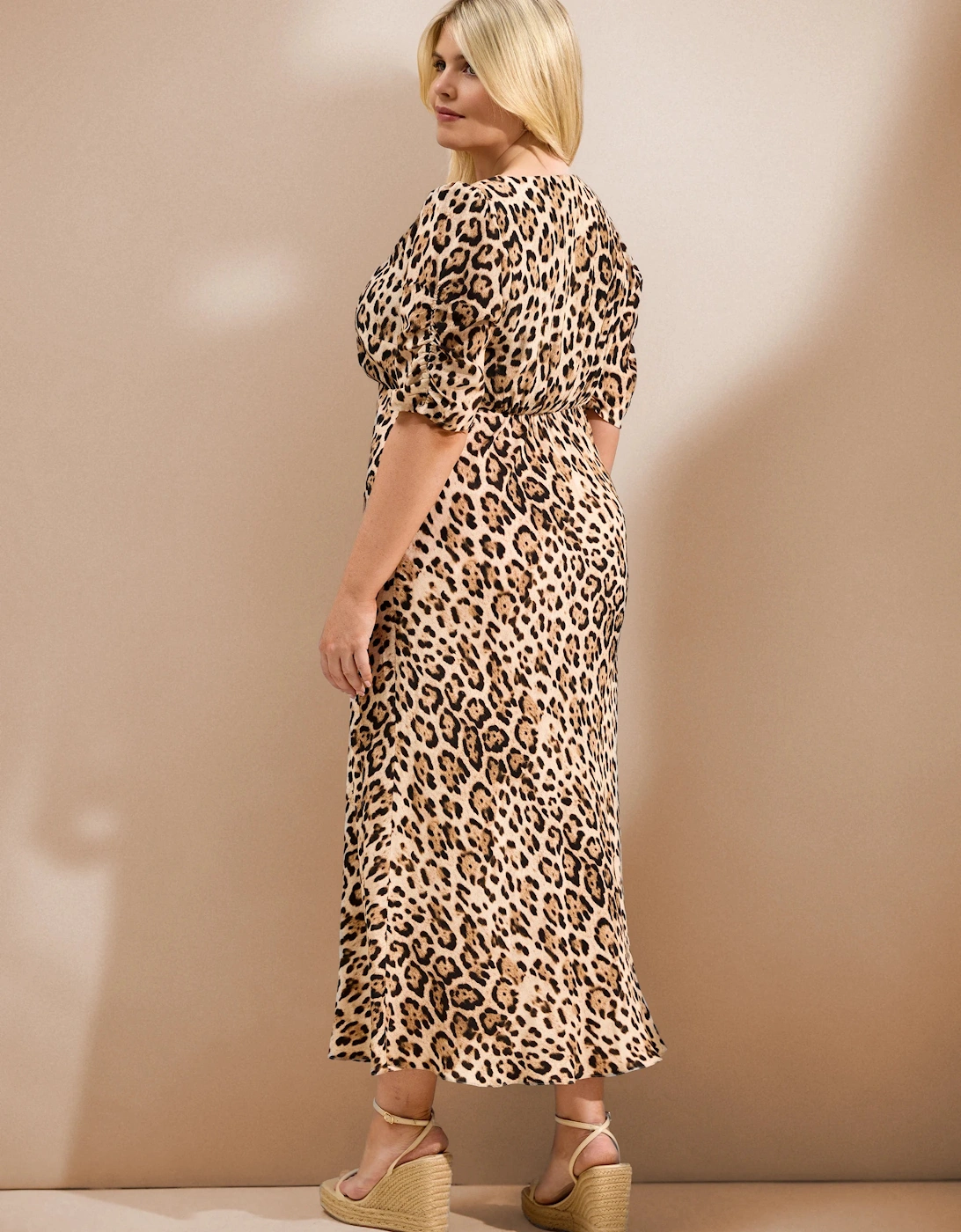 Leopard Print Lace Trim Midaxi Dress