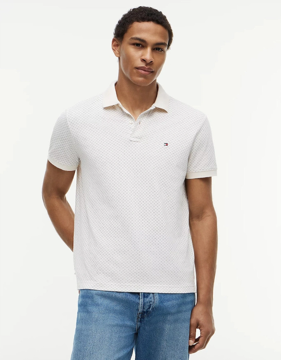 Tommy Hilfiger Microprint Pique Polo Shirt Z00 Ivory Petal