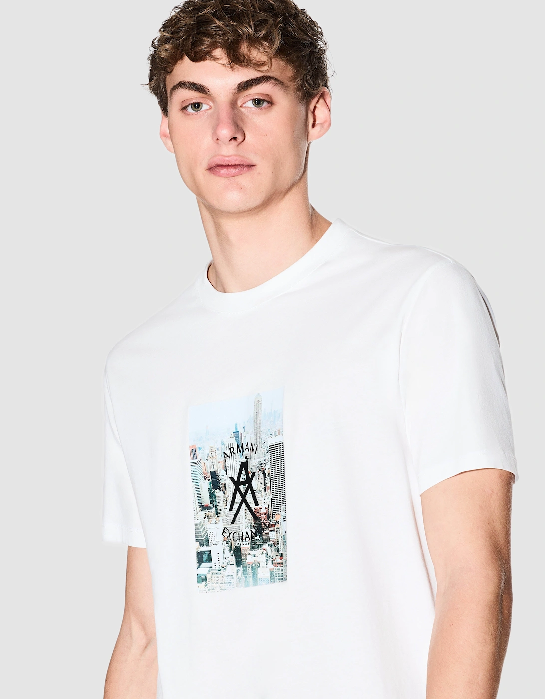 Armani Exchange Mens Graphic Print T-Shirt - Off White U0009