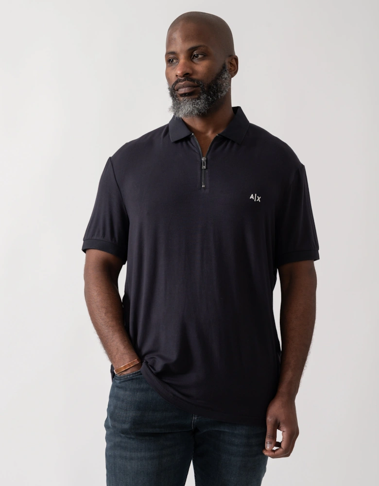 Armani Exchange Mens Zip Polo Shirt in Techinical Fabric - Deep Navy UB101