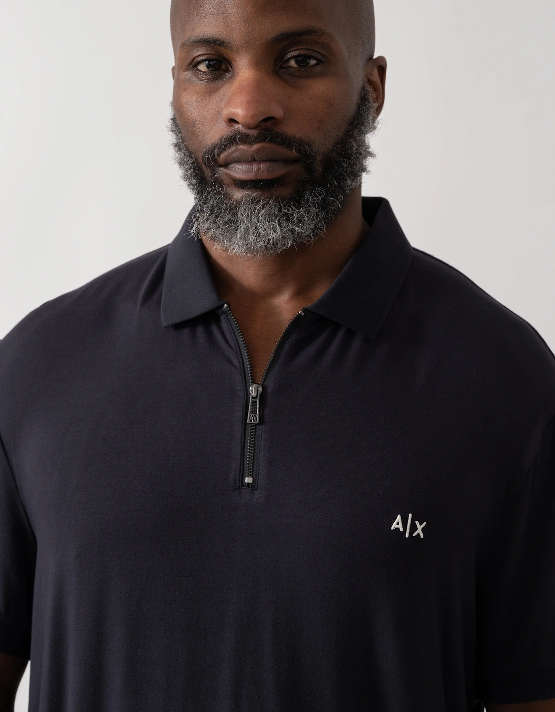 Armani Exchange Mens Zip Polo Shirt in Techinical Fabric - Deep Navy UB101