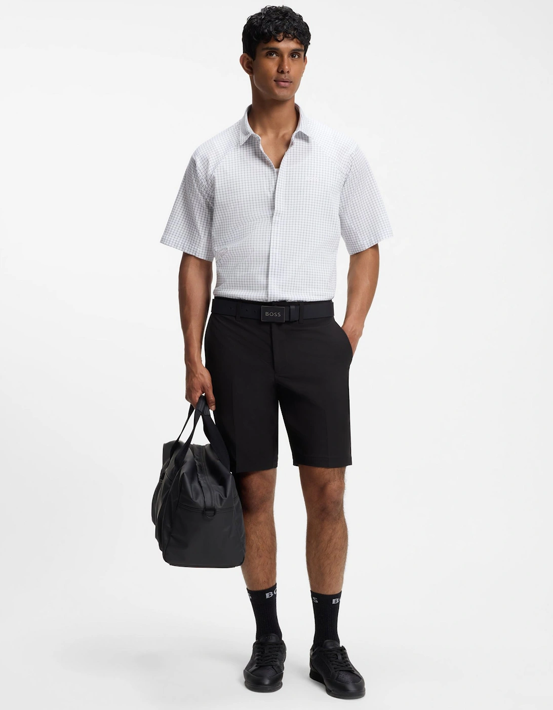 BOSS Green S_Commuter Mens Slim-fit shorts in water-repellent stretch fabric - Black 001