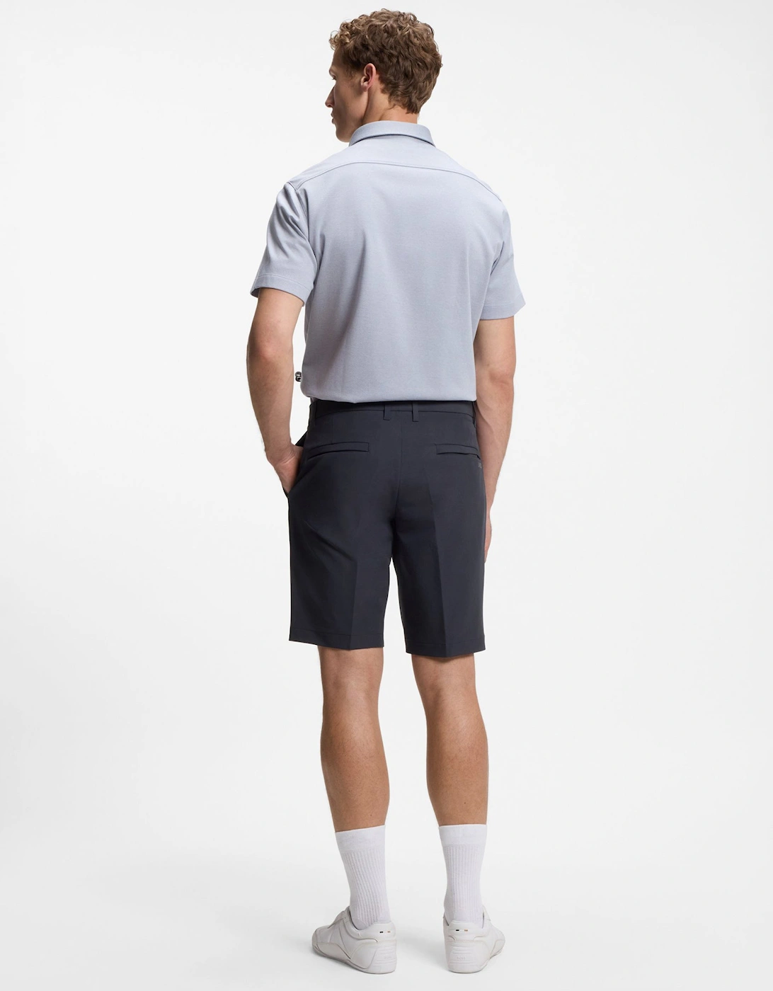 BOSS Green S_Commuter Mens Slim-fit shorts in water-repellent stretch fabric - Dark Blue 402