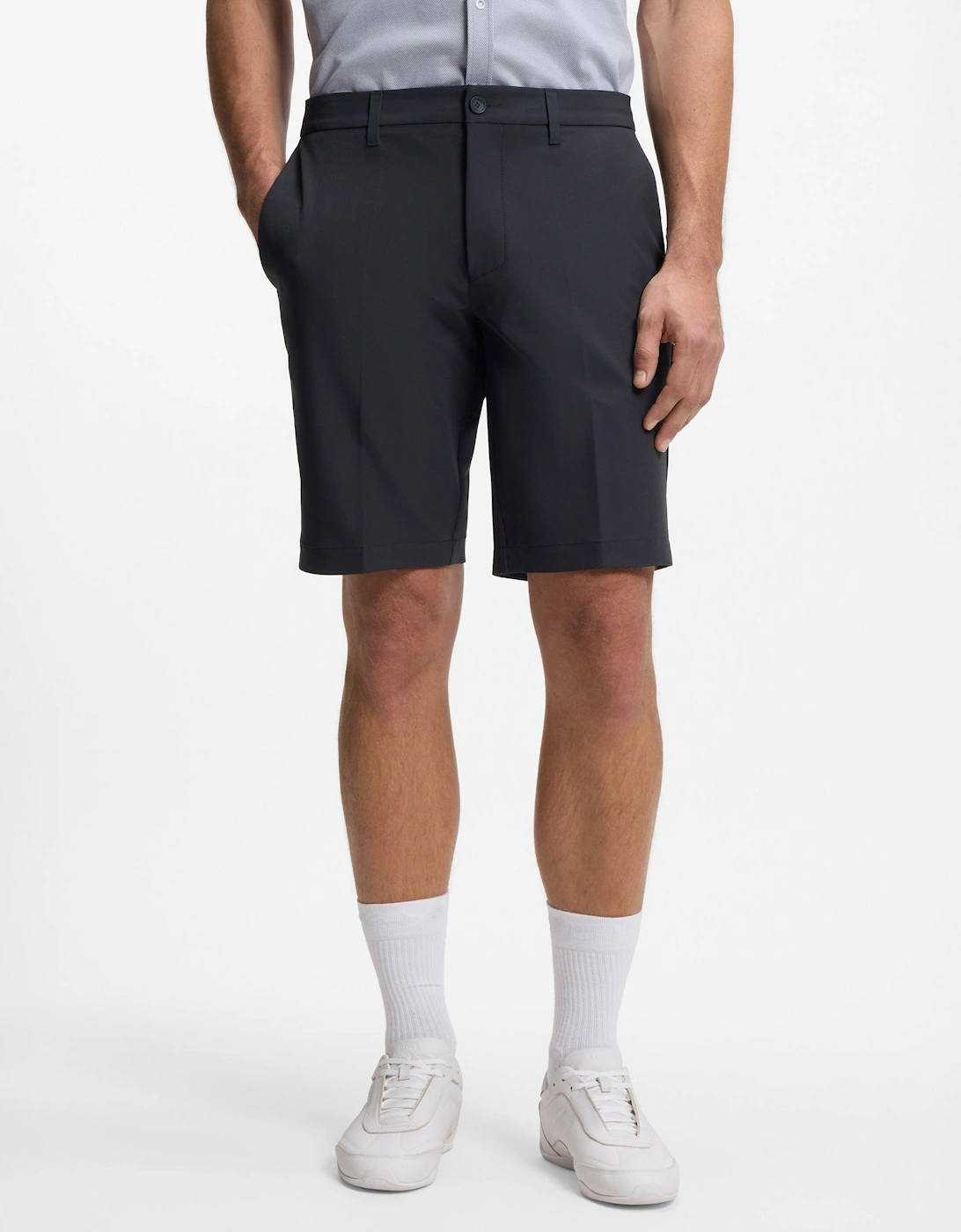 BOSS Green S_Commuter Mens Slim-fit shorts in water-repellent stretch fabric - Dark Blue 402, 5 of 4